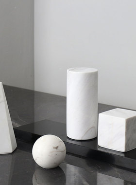 天然大理石桌面摆件黑色A书房石材摆放艺术几何体圆球