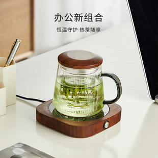 茶水分离泡茶杯耐高温家用玻璃杯个人办公喝茶带把绿茶杯 日式