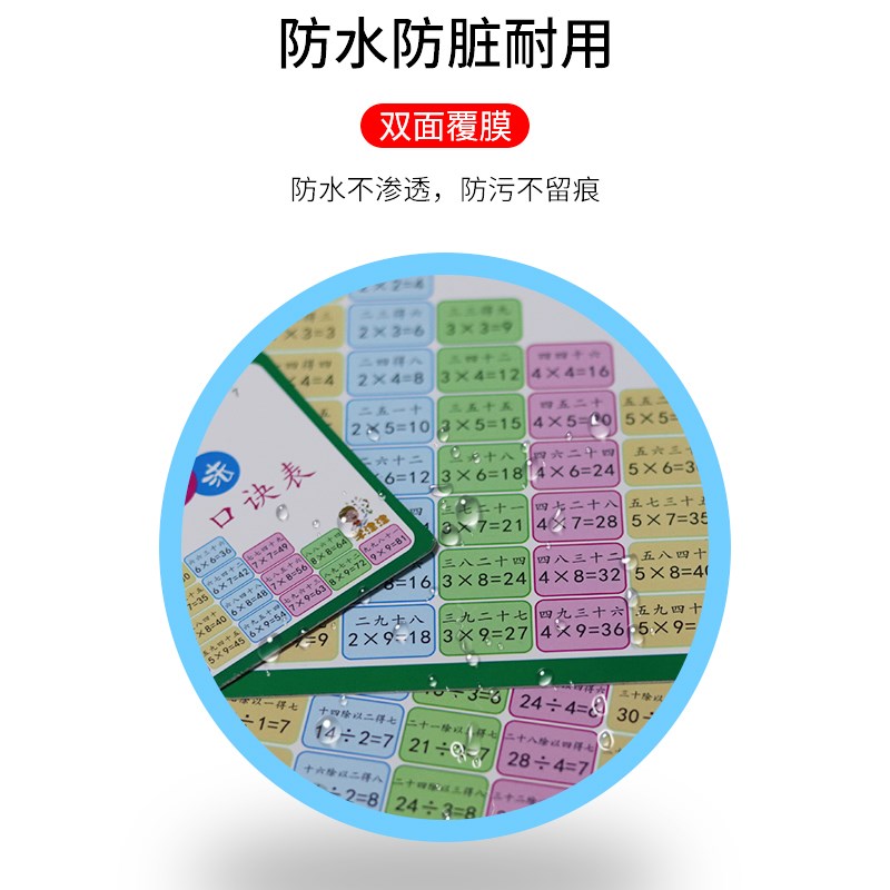 九九乘法口诀表99乘除法学习卡片小学数学二年级背诵神器拼音减法