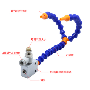 机床冷却管吹气嘴磁座双头喷水嘴喷油管圆扁嘴气管万向竹节管喷嘴