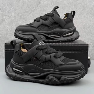 男鞋2025新款超火老爹鞋夏款透气内增高运动鞋子T男厚底气垫休闲