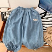 防蚊裤 2o025新款 儿童夏季 男童超柔薄款 宽松牛仔长裤 百搭洋气束脚