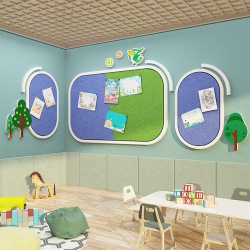 幼儿园墙面装饰毛毡板墙贴纸文化展示墙H走廊环创主题墙成品宣传