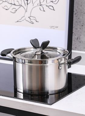 现代简约样c板间厨房组合摆件不锈钢汤锅黑色燃气炉板软装饰品道