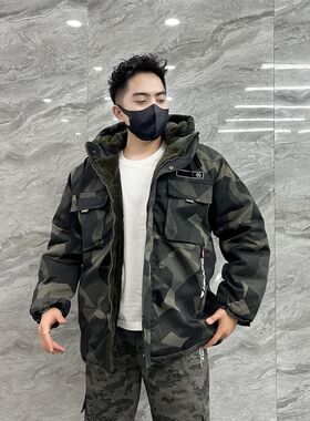 迷彩服棉服男冬季n劳保棉衣加绒加厚防寒保暖冬天工作服棉袄