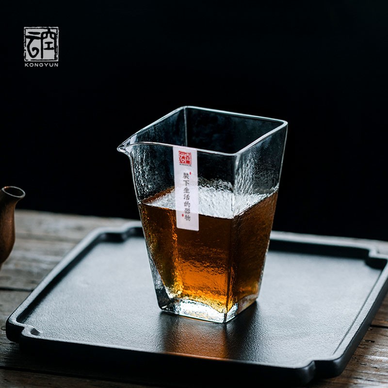 四方玻璃公道杯厚大容量手工w功夫分茶器泡茶杯耐热过滤高硼硅茶
