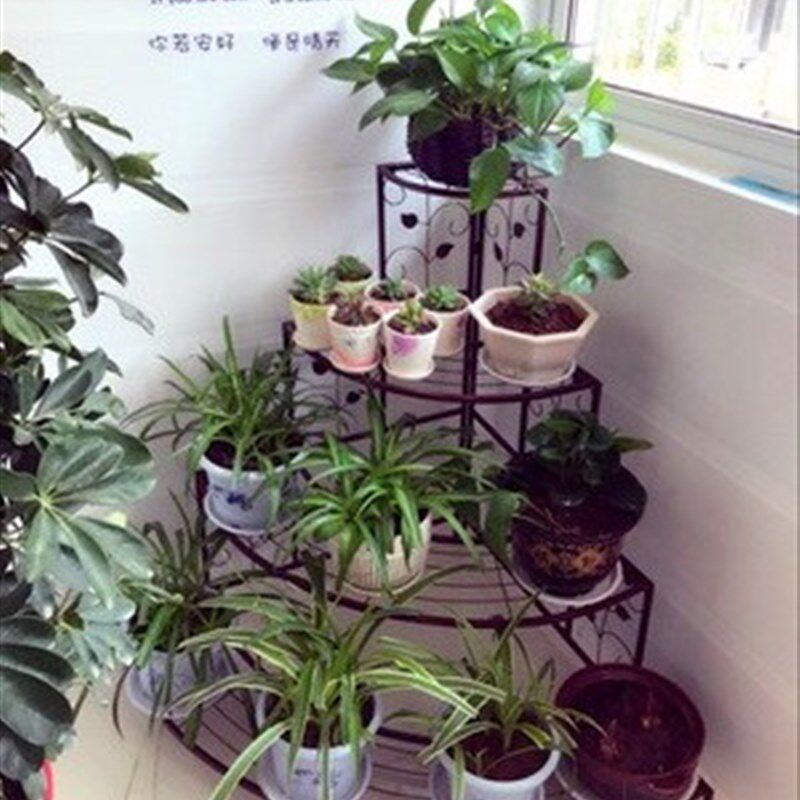 铁艺阳台转角花架子阶梯落地式墙角多层室内客O厅三角形置物花盆