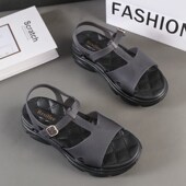 2024夏季 新款 镂空透气E柔软学生果冻鞋 厚底女凉鞋 时尚 百搭防水雨