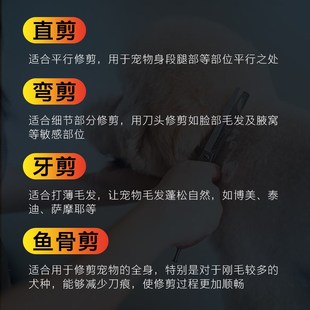 宠域宠物美容剪刀直剪弯剪牙剪鱼骨打薄剪7寸家用狗狗修毛剪