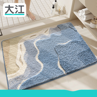 大江地垫浴室耐脏吸水地毯卫生间门口植绒脚垫家用洗手间防滑垫子
