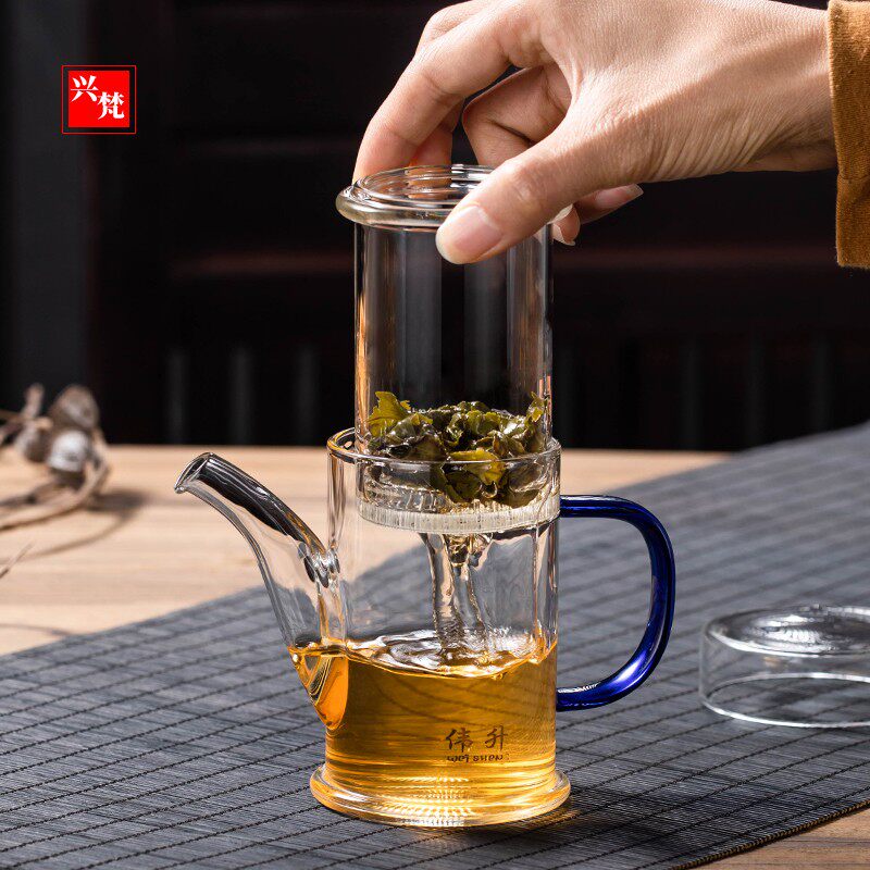 兴梵耐热玻璃过滤茶壶家用花泡茶壶单壶女K小号茶水分离茶具冲茶