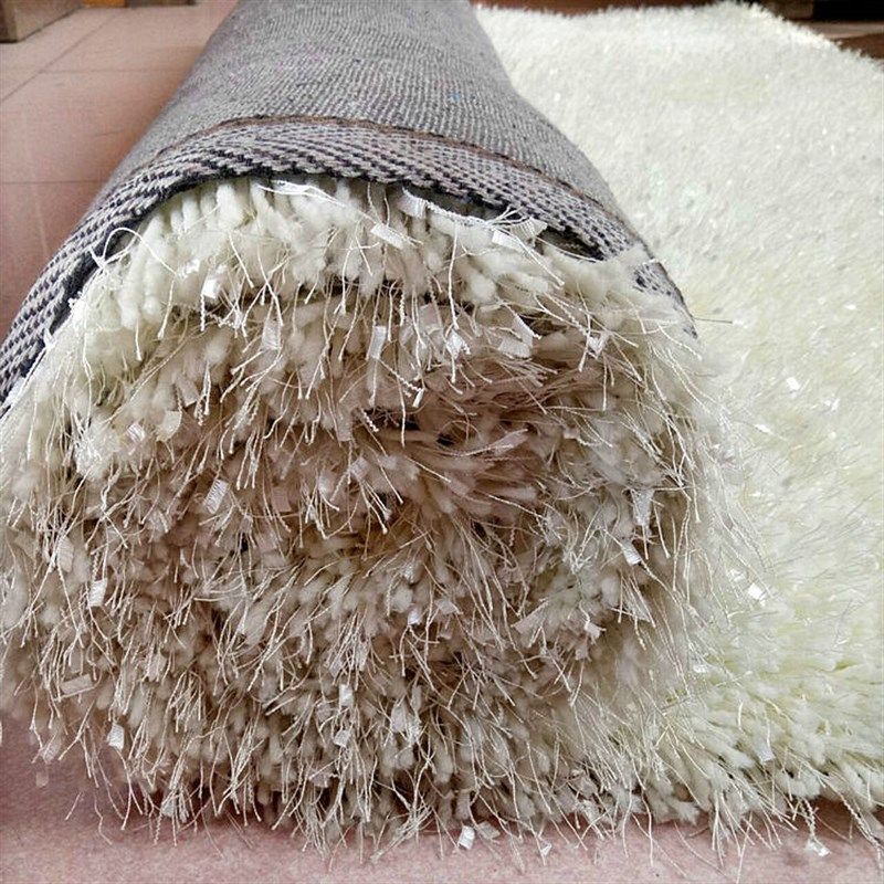 长毛加厚弹力丝白色地毯s客厅茶几垫子圆形地垫服装店橱窗床边地