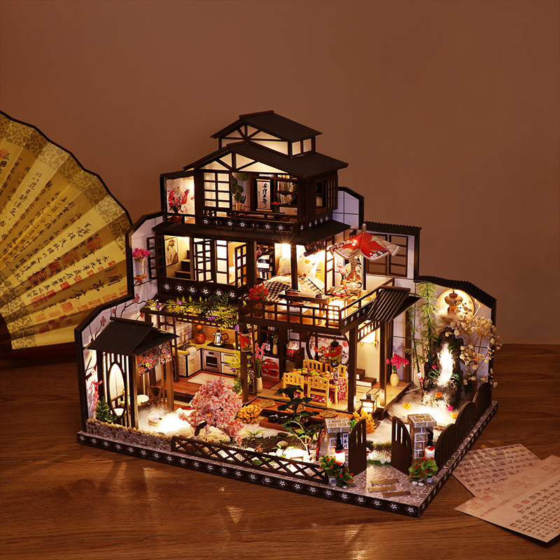 模型屋diy小屋阁楼别墅古都望月小C房子diy手工拼装日式古建筑木
