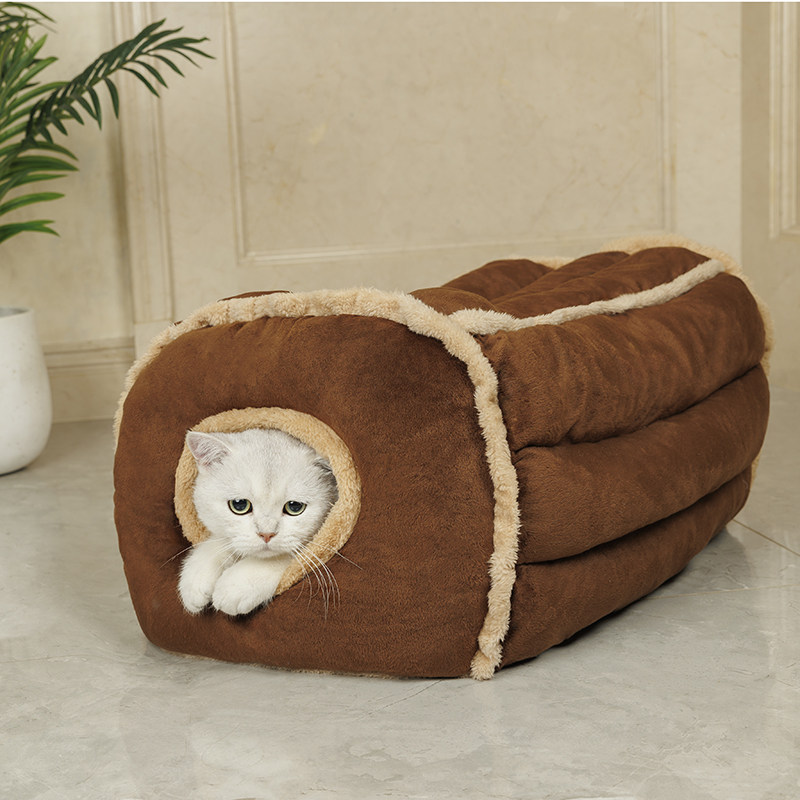 猫窝冬季保暖小型犬狗窝深度睡眠英美短渐层猫睡袋屋半Z封闭厚实