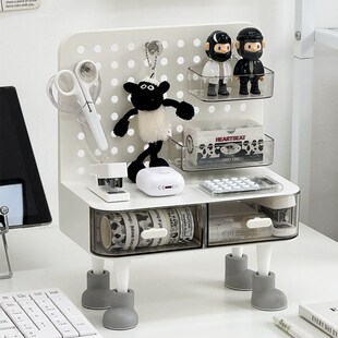 挂钩抽屉式洞洞板办公室桌学生桌面文具J小卡整理展示架吧唧收纳