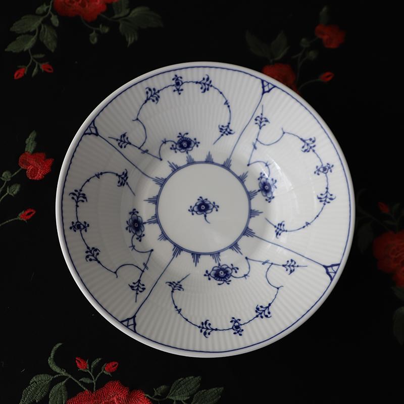 高温瓷釉下e青花装菜碗唐草纹水果沙拉碗五花马餐具青花碗厚皮橙