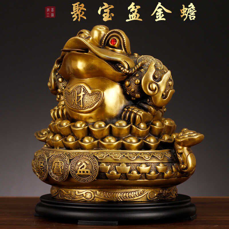 铜金蟾招财聚宝盆摆件特大号客厅商铺G办公室全铜三足蟾蜍摆设装