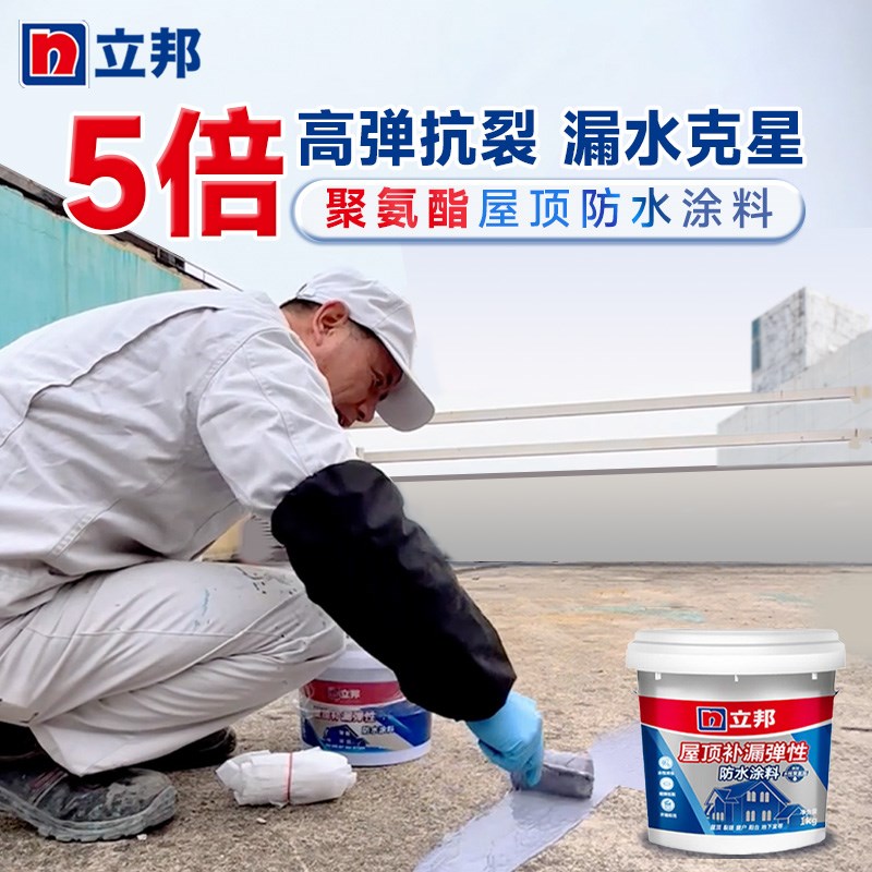 立邦屋顶防水补漏材料o房顶楼顶聚氨酯外墙防水涂料补漏王屋顶裂