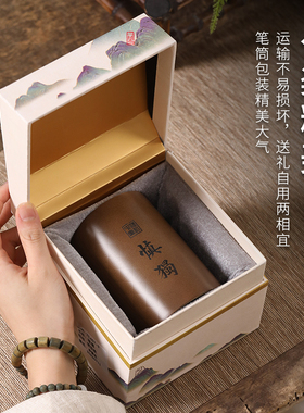 实心铜笔筒摆件 铜五牛L笔筒 铜笔筒摆件