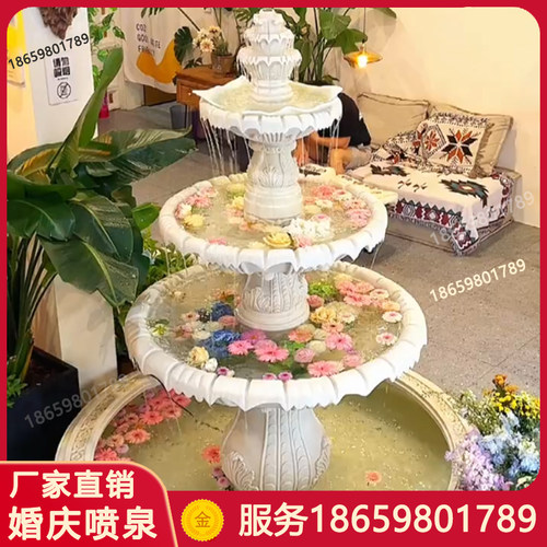 欧式喷泉花园婚庆道具新款大型摆件落地循环水S别墅庭院天使流水