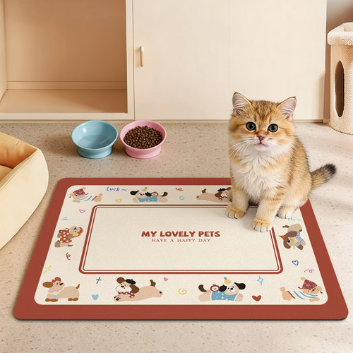 卡通宠物餐垫猫咪专用碗垫狗狗吃饭防溅垫子硅藻泥吸水餐具垫