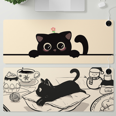 加热鼠标垫左侧开关超大发热暖手桌垫女生办公室书桌面工位电热垫