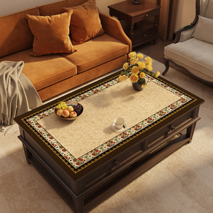 美式复古茶几垫高级感防水防油防烫餐桌垫家用客厅免洗长方形桌布