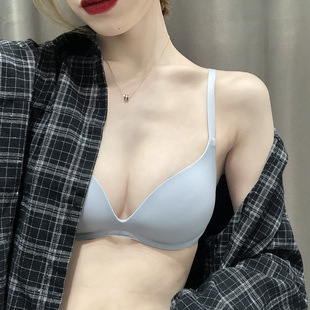 内衣女无钢圈聚拢小胸平胸薄款少女大学学生美Q背文胸无痕不空杯