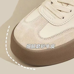 内增高厚底松糕德训鞋2024秋y冬季新款小个子小白鞋女款加绒板鞋