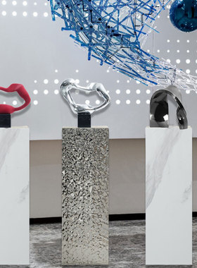 现代简约抽象飘带雕n塑工艺品样板房酒店前台玄关过道落地装置摆