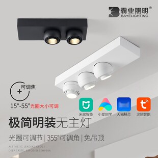 明装射灯米家智能方形无主灯照明客厅背景墙调焦调色吸顶天花筒灯