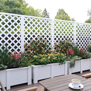 塑木栅栏围栏户外白色防腐木栅栏网格爬藤架庭院篱笆隔断花园护栏