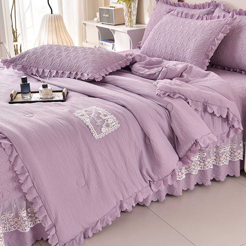 2024新款公主风榻榻米床盖单件夹棉绗缝加厚床单防滑炕单三四件套