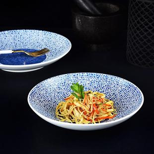 酒店创意陶瓷圆深碗会所特色哈密瓜纹路冷菜盘沙拉碗凉菜摆盘餐具