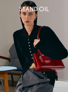 韩国Standoil包长柄方形包+心形耳机包 25新款腋下包红色包包婚包