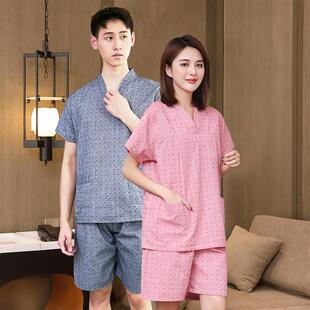 情侣家居服睡衣男特大码 棉质汗蒸服女桑拿洗浴服时尚 按摩足疗服美