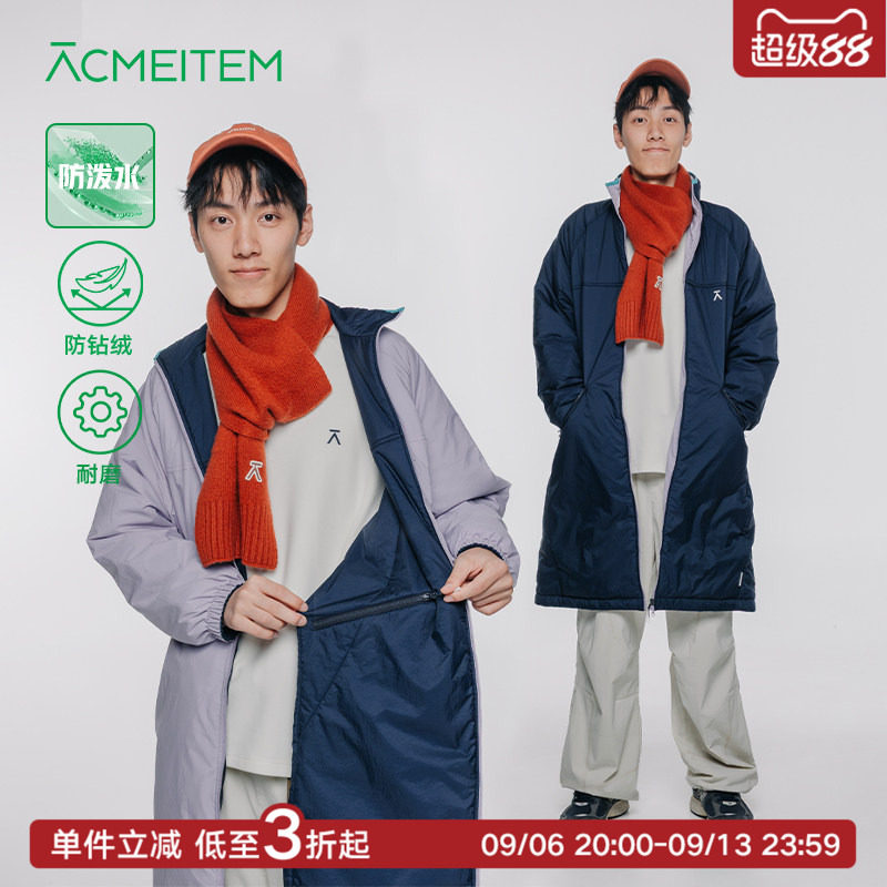 ACMEITEM爱棵米 户外防泼水耐磨双面穿长款棉服秋冬棉衣外套男女
