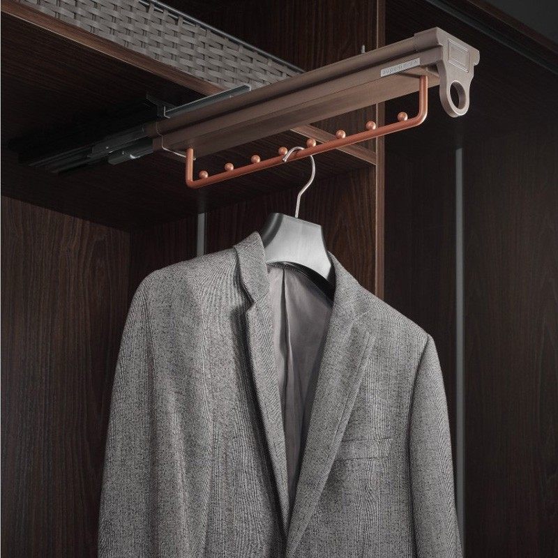 衣帽间柜内裤架伸缩衣柜家用内置裤子收纳架抽拉式顶装双排裤抽架