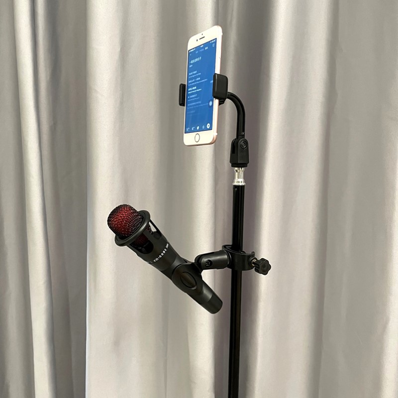 麦克风支架落地式手机直播唱歌麦架弹唱落地金属三脚架话筒支架