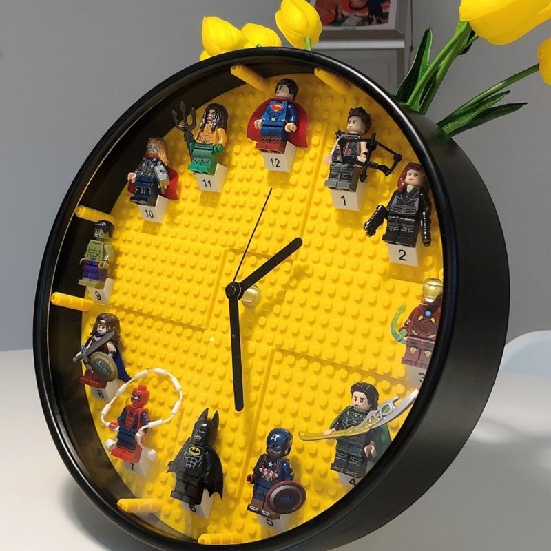 儿童拼装玩具挂钟表墙面时钟积木DIY公仔人仔抽抽乐男孩生日礼物