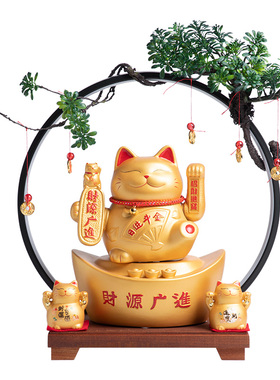 金色招财猫摆件开业自动招手摇手生意兴隆存钱罐入户收银柜台发财
