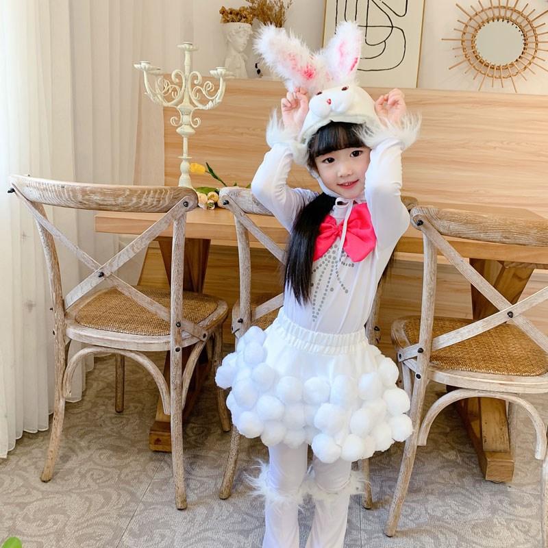 小兔子演出服儿童卡通动物表演服六一小白兔十二生肖兔子舞蹈服