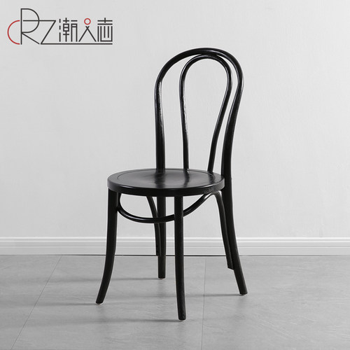桑纳椅北欧实木餐椅复古做旧美式圆背餐桌椅简约靠背轻奢家用餐椅