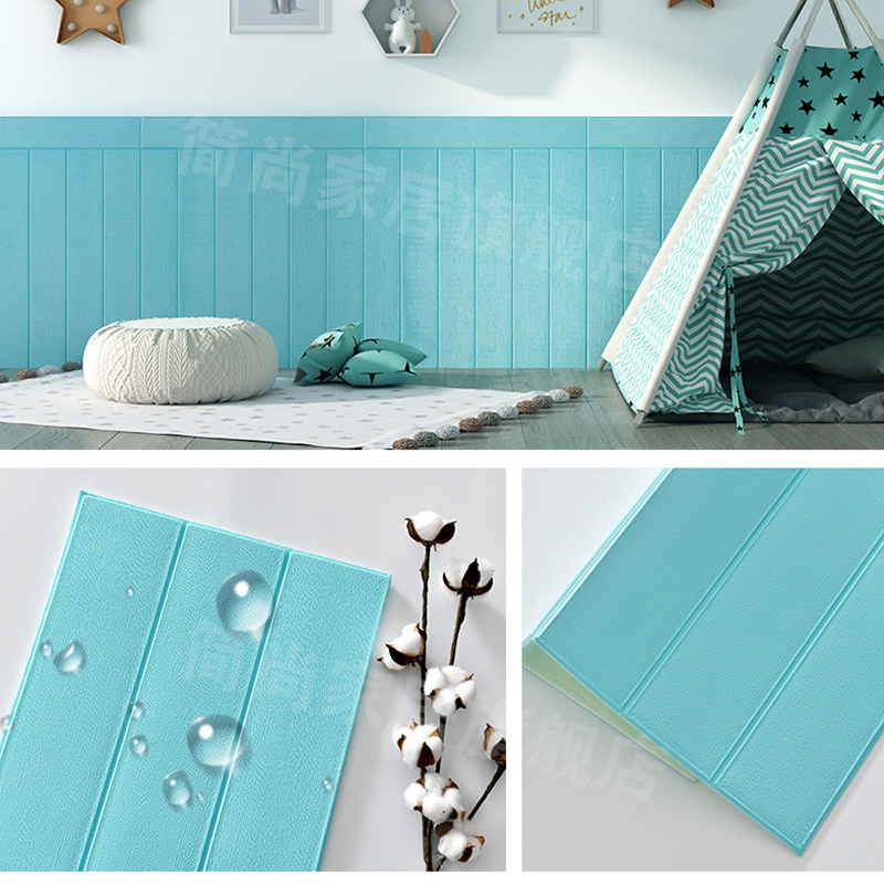 墙纸自粘仿木纹壁纸3D立体墙贴防水防潮泡沫贴饰客厅墙裙装饰贴纸