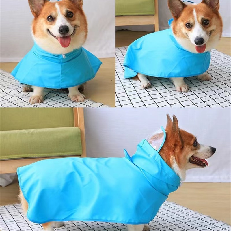 蛋黄侠狗狗雨衣柯基户外防水服斗篷雨披全包防水护肚雨天遛狗神器