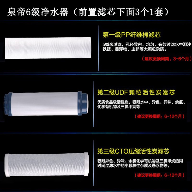 泉帝10寸净水器滤芯 PP棉 UDF活性炭滤芯 UF超滤膜通用过滤器包邮