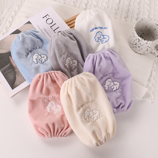 蓝色袖套女冬短款儿童护袖秋冬白学生可爱袖头羽绒服防脏工作套袖