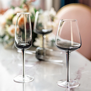 欧式 挺内丝香槟杯菸灰色水晶玻璃红酒杯一体创意葡萄酒杯高脚杯子