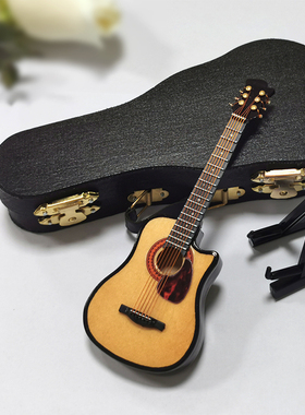 迷你吉他模型摆件生日礼物毕业礼物家居书房娃娃乐器古典民谣吉他