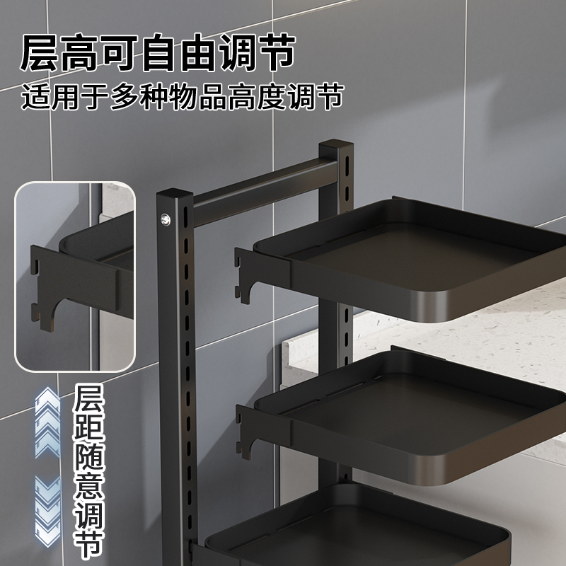 家用厨房置物架多层多功能电器储物架夹缝可移动调节锅具收纳推车